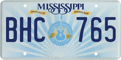 MS license plate BHC765