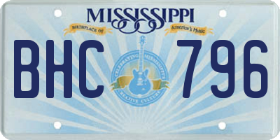 MS license plate BHC796