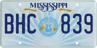 MS license plate BHC839