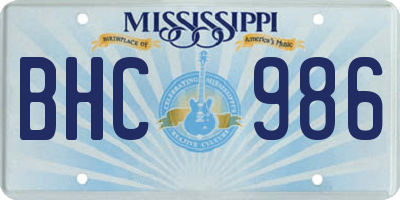 MS license plate BHC986