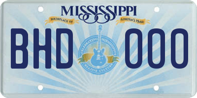 MS license plate BHD000
