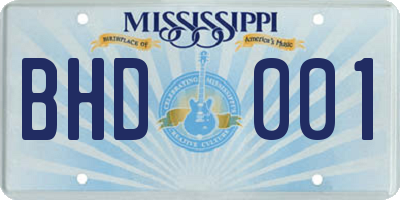 MS license plate BHD001