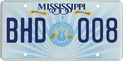 MS license plate BHD008