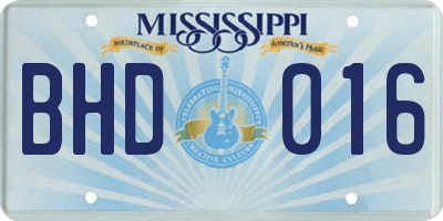 MS license plate BHD016