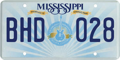 MS license plate BHD028