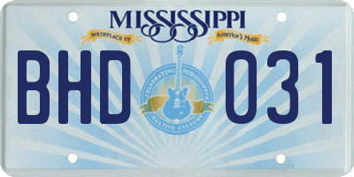 MS license plate BHD031