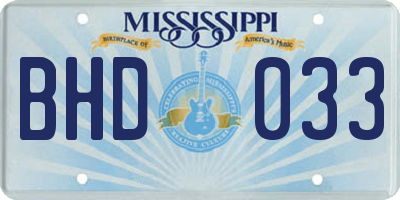 MS license plate BHD033