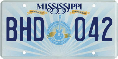 MS license plate BHD042
