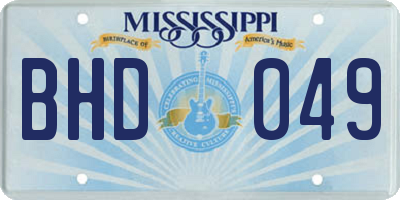 MS license plate BHD049