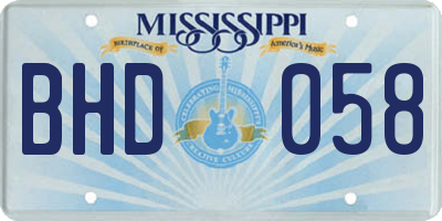MS license plate BHD058