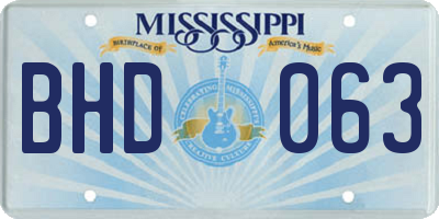 MS license plate BHD063