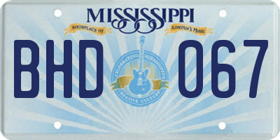 MS license plate BHD067