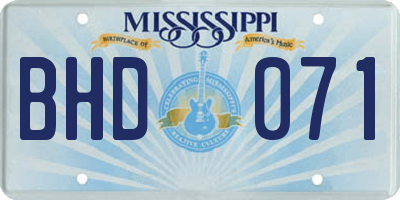 MS license plate BHD071