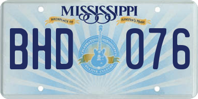 MS license plate BHD076