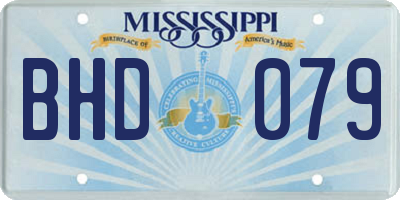 MS license plate BHD079