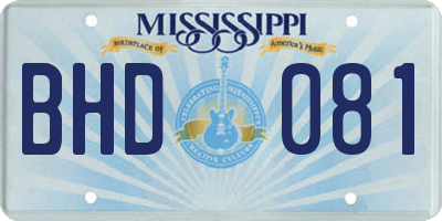 MS license plate BHD081