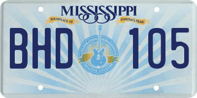 MS license plate BHD105