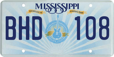 MS license plate BHD108