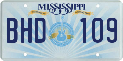 MS license plate BHD109