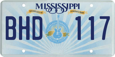 MS license plate BHD117