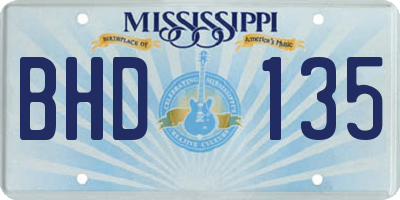 MS license plate BHD135