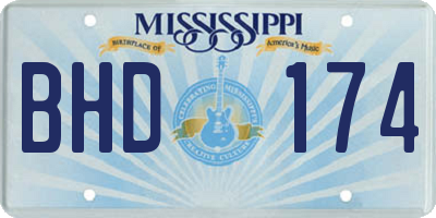 MS license plate BHD174