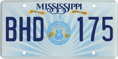 MS license plate BHD175