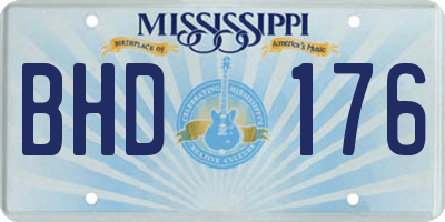 MS license plate BHD176