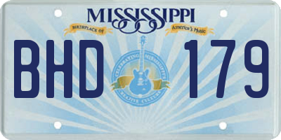 MS license plate BHD179