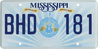MS license plate BHD181