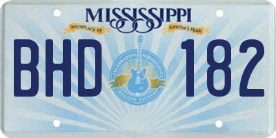 MS license plate BHD182