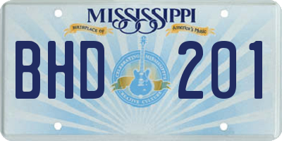 MS license plate BHD201