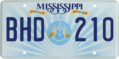 MS license plate BHD210