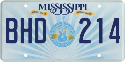 MS license plate BHD214