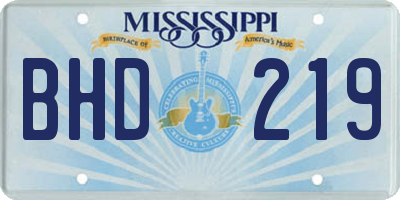 MS license plate BHD219