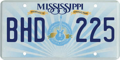 MS license plate BHD225
