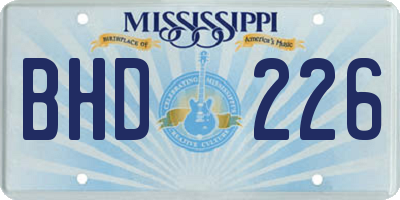 MS license plate BHD226