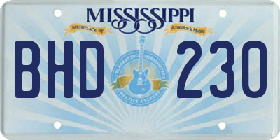 MS license plate BHD230