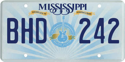 MS license plate BHD242