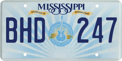 MS license plate BHD247