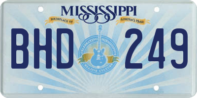 MS license plate BHD249