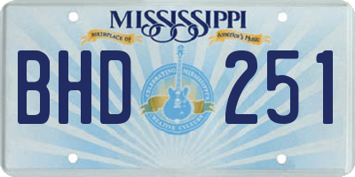 MS license plate BHD251