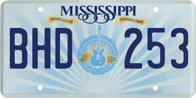 MS license plate BHD253