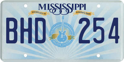 MS license plate BHD254