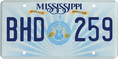 MS license plate BHD259