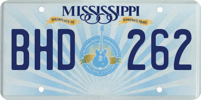 MS license plate BHD262