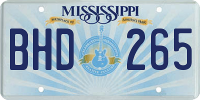 MS license plate BHD265