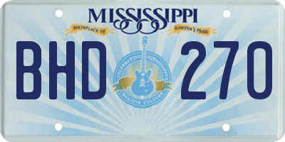 MS license plate BHD270