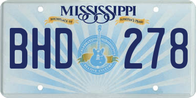 MS license plate BHD278