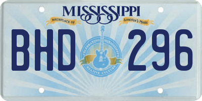 MS license plate BHD296